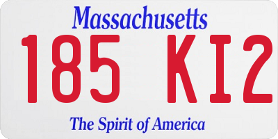 MA license plate 185KI2