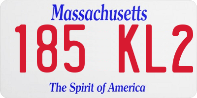 MA license plate 185KL2