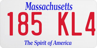 MA license plate 185KL4