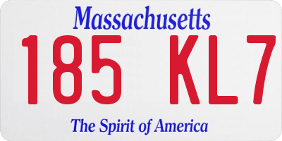 MA license plate 185KL7