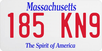 MA license plate 185KN9