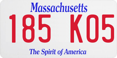 MA license plate 185KO5