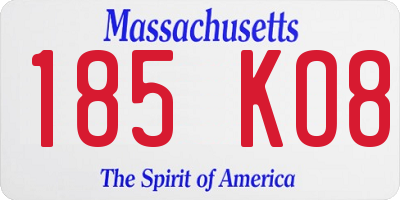 MA license plate 185KO8