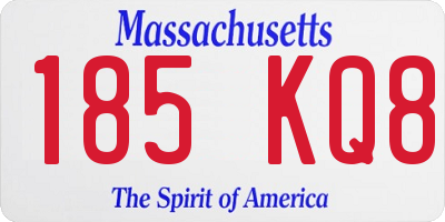 MA license plate 185KQ8