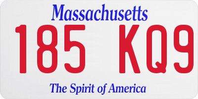 MA license plate 185KQ9