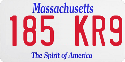 MA license plate 185KR9