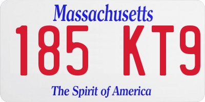 MA license plate 185KT9