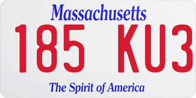 MA license plate 185KU3