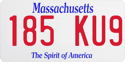 MA license plate 185KU9