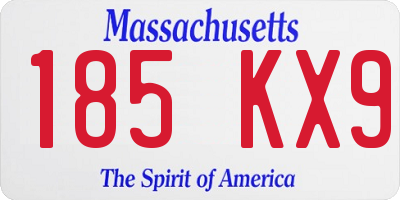MA license plate 185KX9
