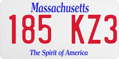 MA license plate 185KZ3