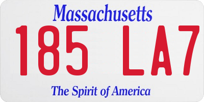 MA license plate 185LA7