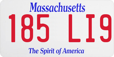 MA license plate 185LI9