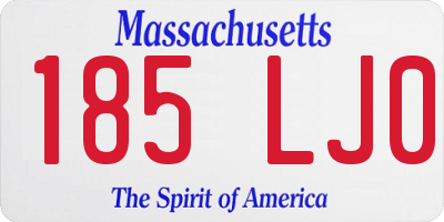 MA license plate 185LJ0