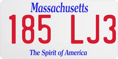 MA license plate 185LJ3