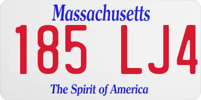 MA license plate 185LJ4