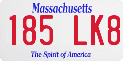 MA license plate 185LK8