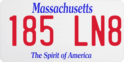 MA license plate 185LN8