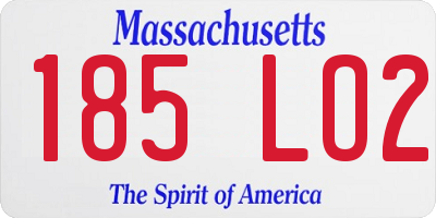 MA license plate 185LO2