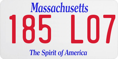 MA license plate 185LO7