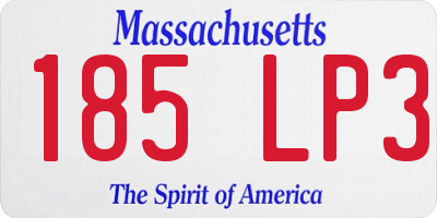 MA license plate 185LP3