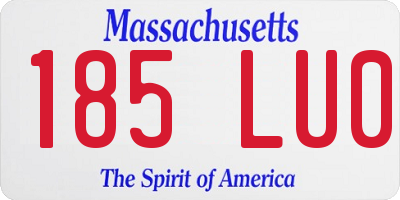 MA license plate 185LU0