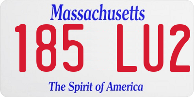 MA license plate 185LU2