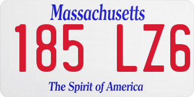 MA license plate 185LZ6