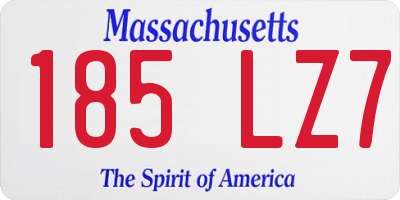 MA license plate 185LZ7