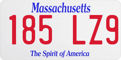 MA license plate 185LZ9