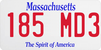 MA license plate 185MD3