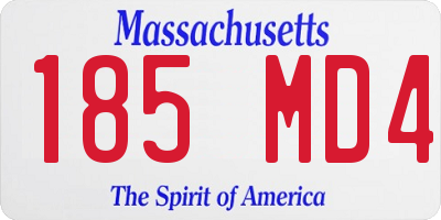 MA license plate 185MD4