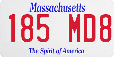 MA license plate 185MD8