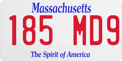 MA license plate 185MD9