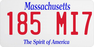 MA license plate 185MI7