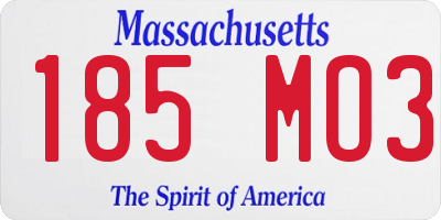 MA license plate 185MO3