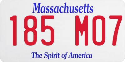 MA license plate 185MO7