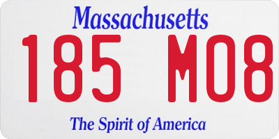 MA license plate 185MO8