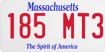 MA license plate 185MT3