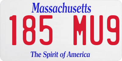 MA license plate 185MU9