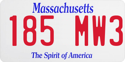 MA license plate 185MW3