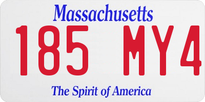 MA license plate 185MY4