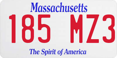MA license plate 185MZ3