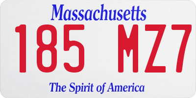 MA license plate 185MZ7