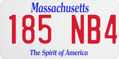 MA license plate 185NB4