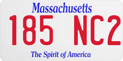 MA license plate 185NC2