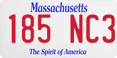 MA license plate 185NC3