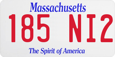 MA license plate 185NI2