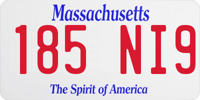 MA license plate 185NI9