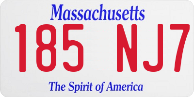 MA license plate 185NJ7